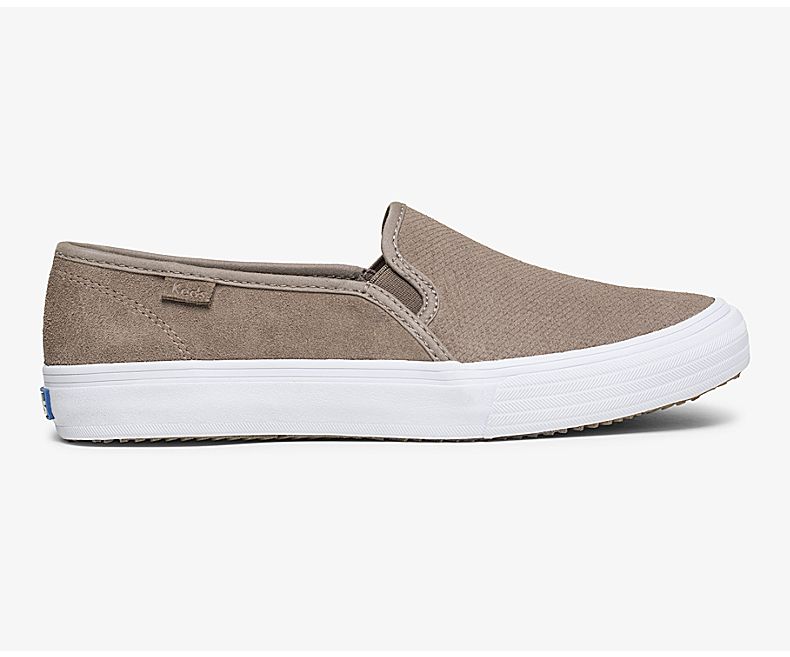 Keds Womens Grey Slip On Shoes - Keds Double Decker Suede Fall 213OBRQNX